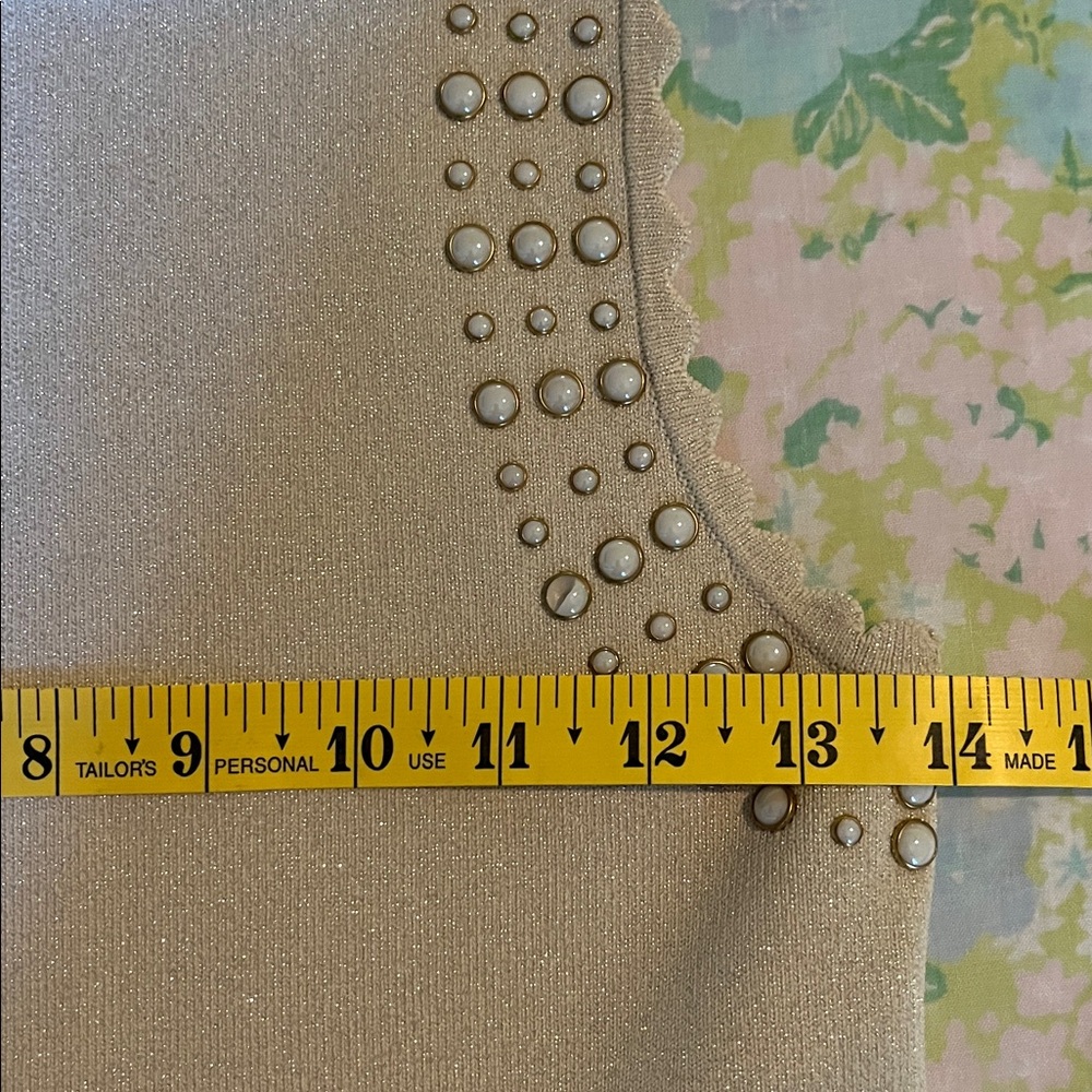 Sandro | Ariane Faux Pearl-Embellished Knitted Dress Gold Metallic Size 38/6 - Picture 10 of 15